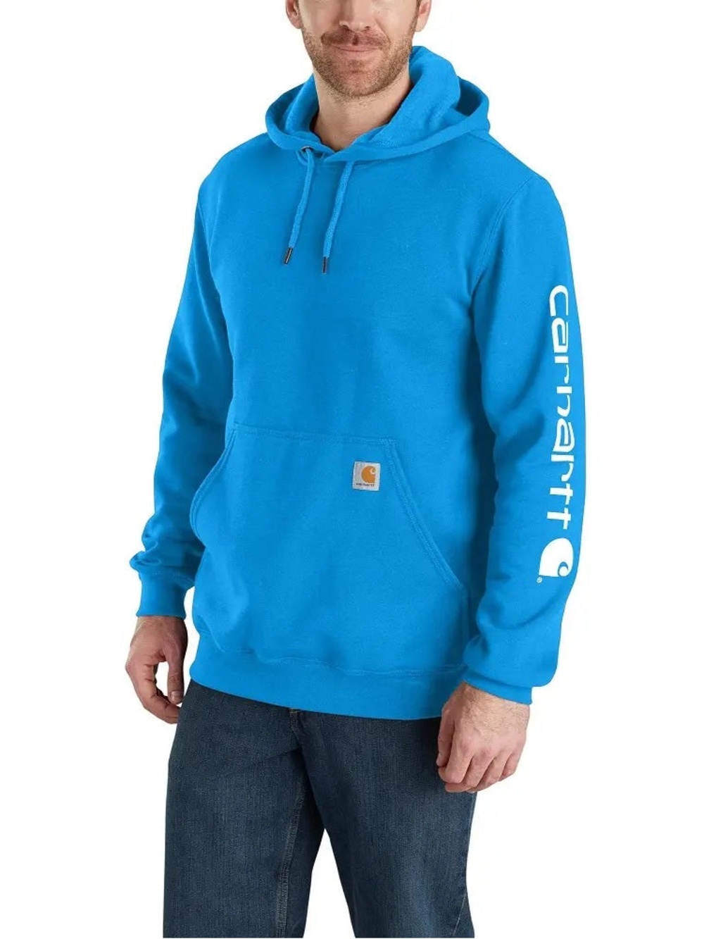 Carhartt Loose Fit Midweight Logo Sleeve Hoodie Sweatshirt Blue #K288 HD3
